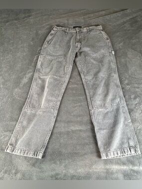 Abercrombie & Fitch Carpenter Pants Mens 33x32 Gray Baggy Workwear Utility